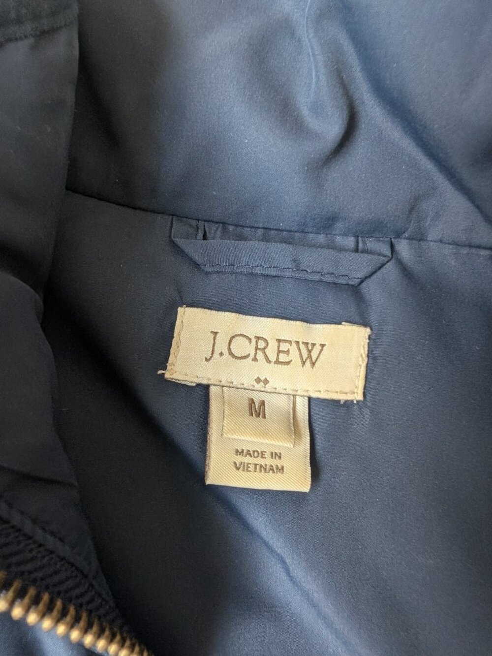 JCrew puffer vest, navy blue quilted, gold detailing - Picture 2 of 2